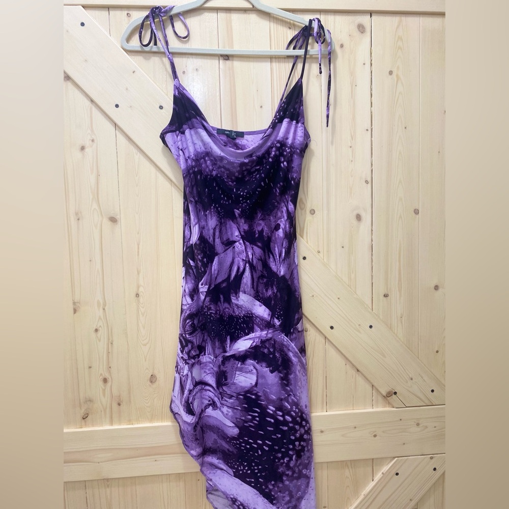 ❤️❤️Purple Floral Sunset Asymmetrical Slip Sleeveless Adjustable-Strap Dress